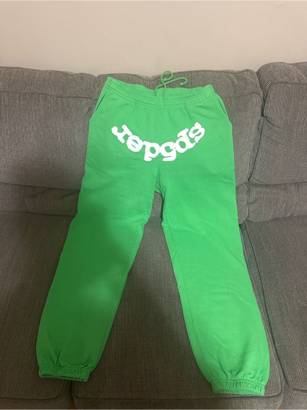 Sp5der “Slime Green” Sweatpants Large